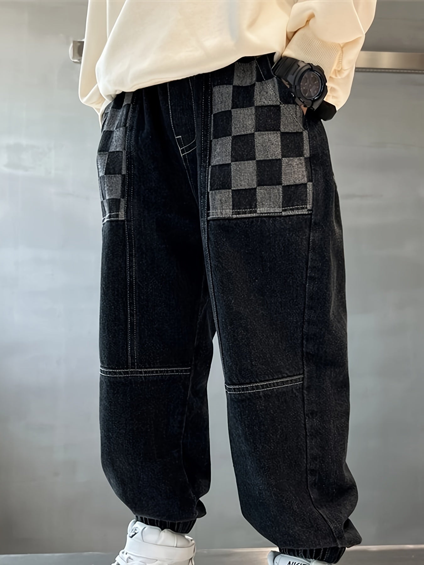 🧢 Boys Preppy Style Plaid Pocket Trousers