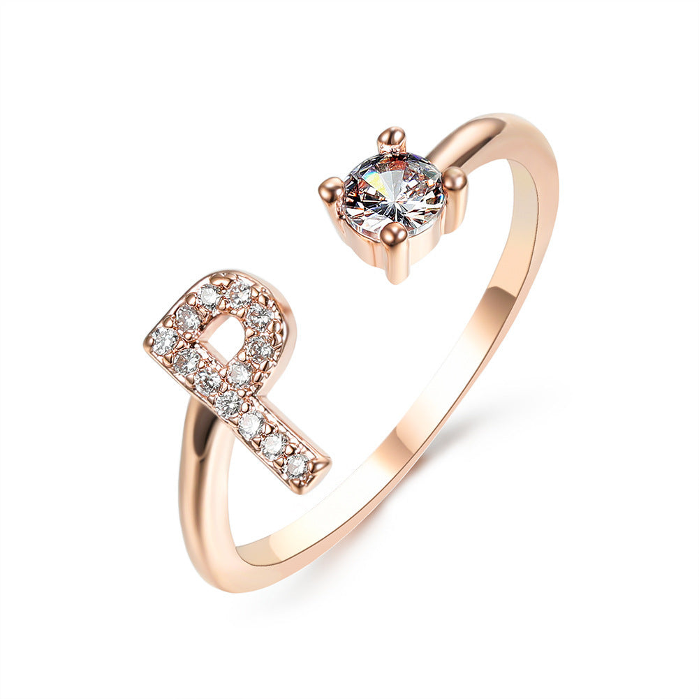 Elegance Initials Adjustable Ring: Fashion Jewelry