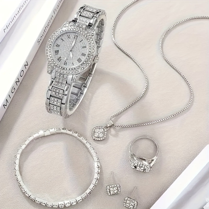 Rome Luxury 6-Piece Women's Watch and Jewelry Set 🌟🕰️