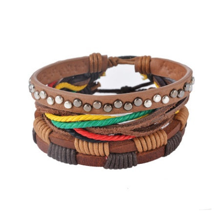 Retro Punk Wrap Bracelet: Multilayer Beaded Leather Bracelet for Men and Women, Vintage Punk Jewelry