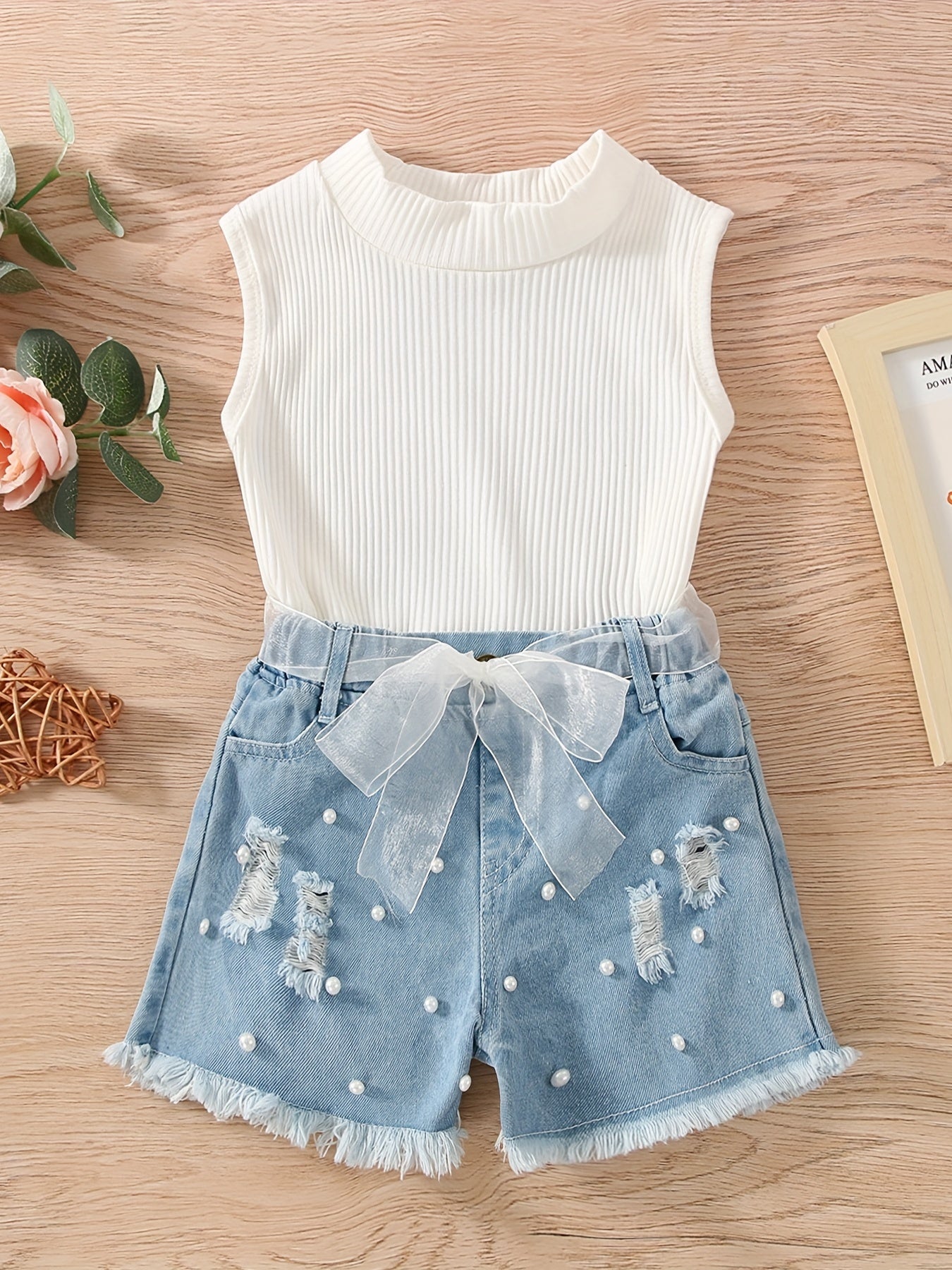 Tulle & Beads Denim Duo Set 🌟✨