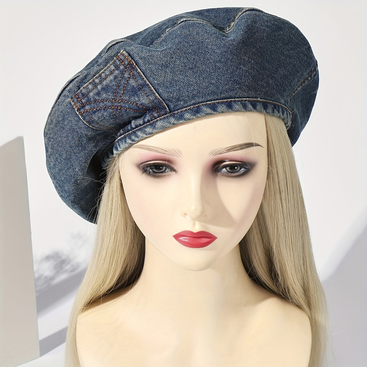 🐻 Cartoon Bear Flower Stitching Beret - Vintage Denim Washed Breathable Cap 🌸