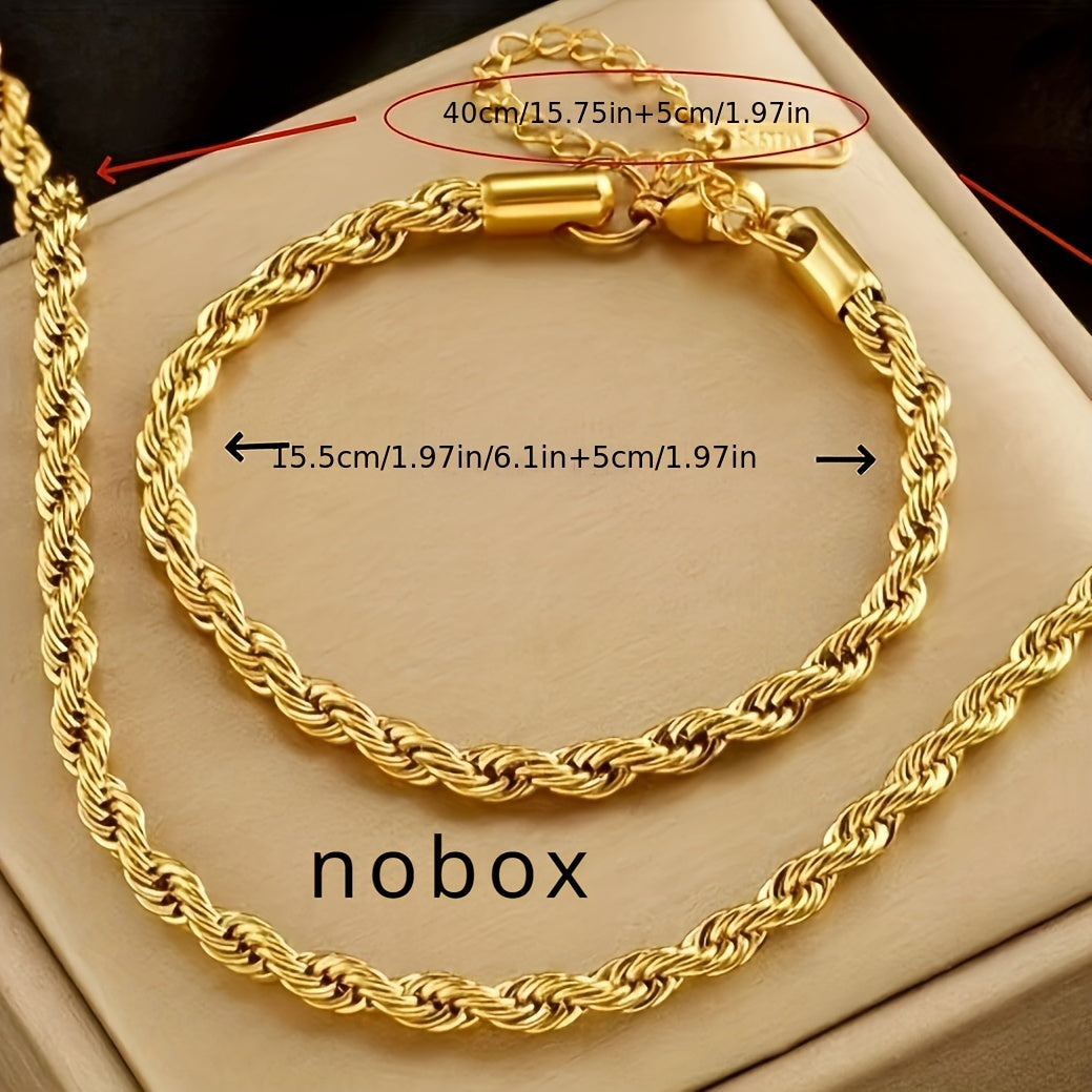 Elegant Gold Plated Stainless Steel Necklace & Bracelet Set ✨