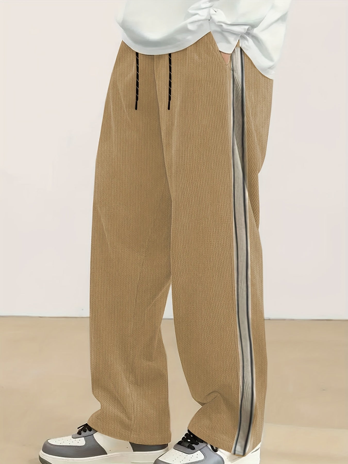 Men's Stripe Décor Corduroy Pants 🎽