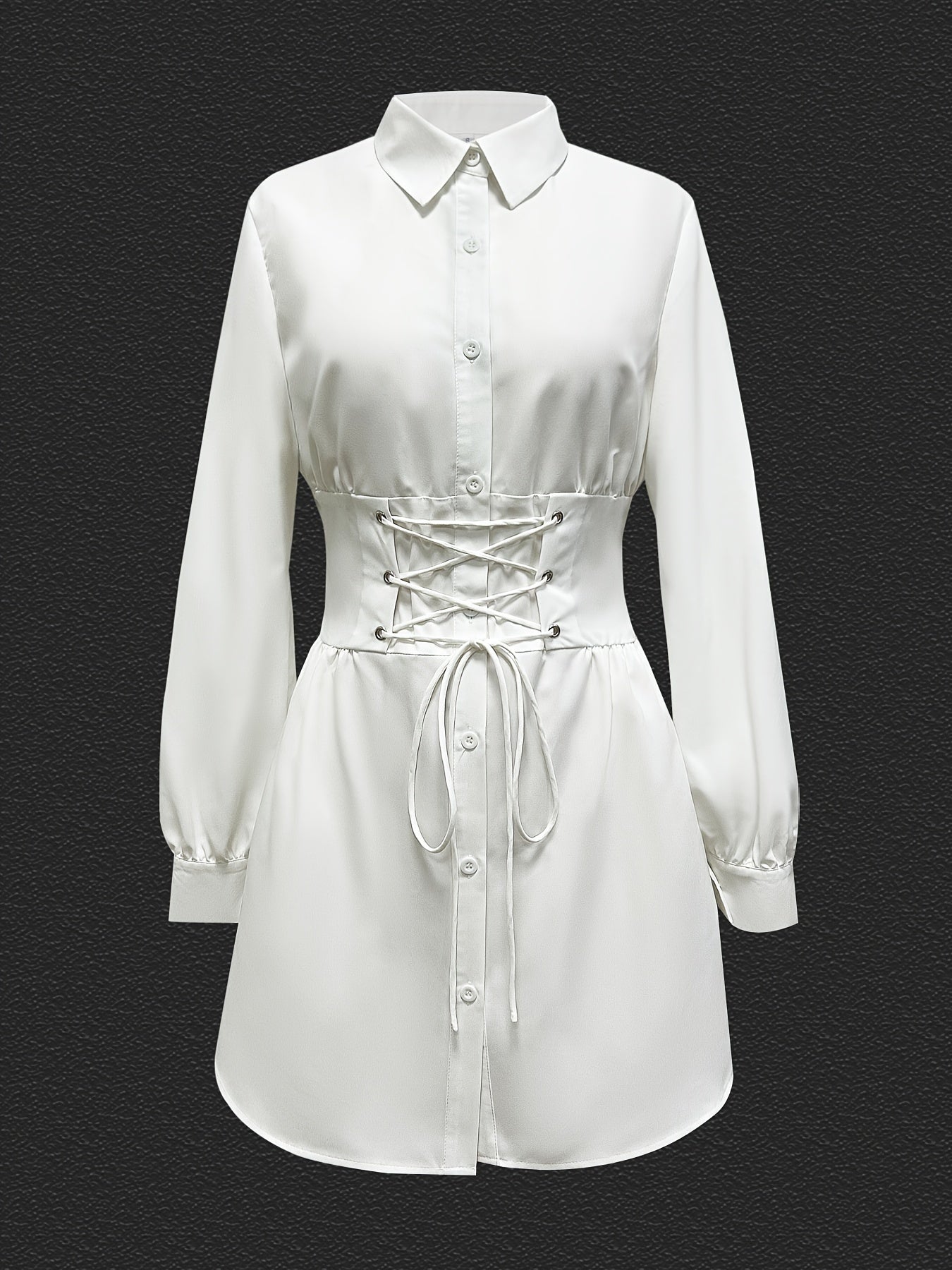 Solid Button-Front Belted Shirt Dress