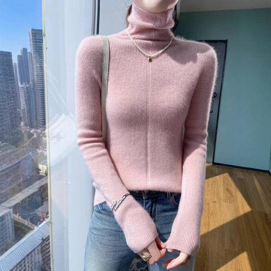 Autumn And Winter Pile Collar Wool Knitted Bottoming Shirt Slim Fit All-matching