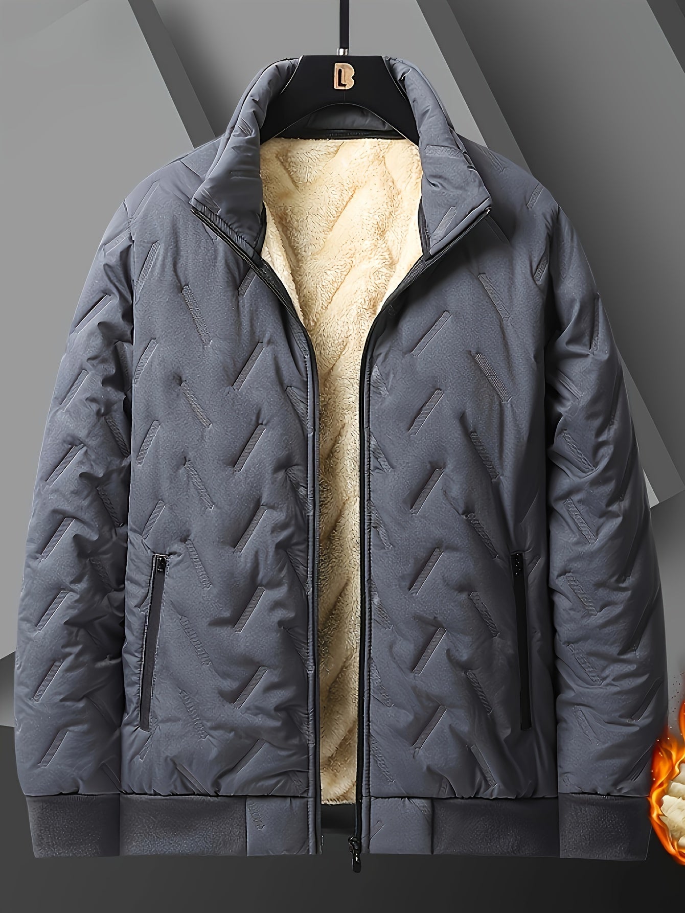 ❄️ Men's Solid Color Fleece Lining Thickened Warm Jacket ❄️