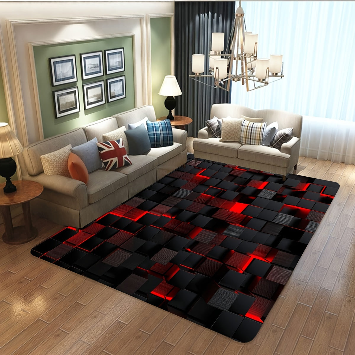 🔴 Geo Glow: Red 3D Geometric Square Mat ✨