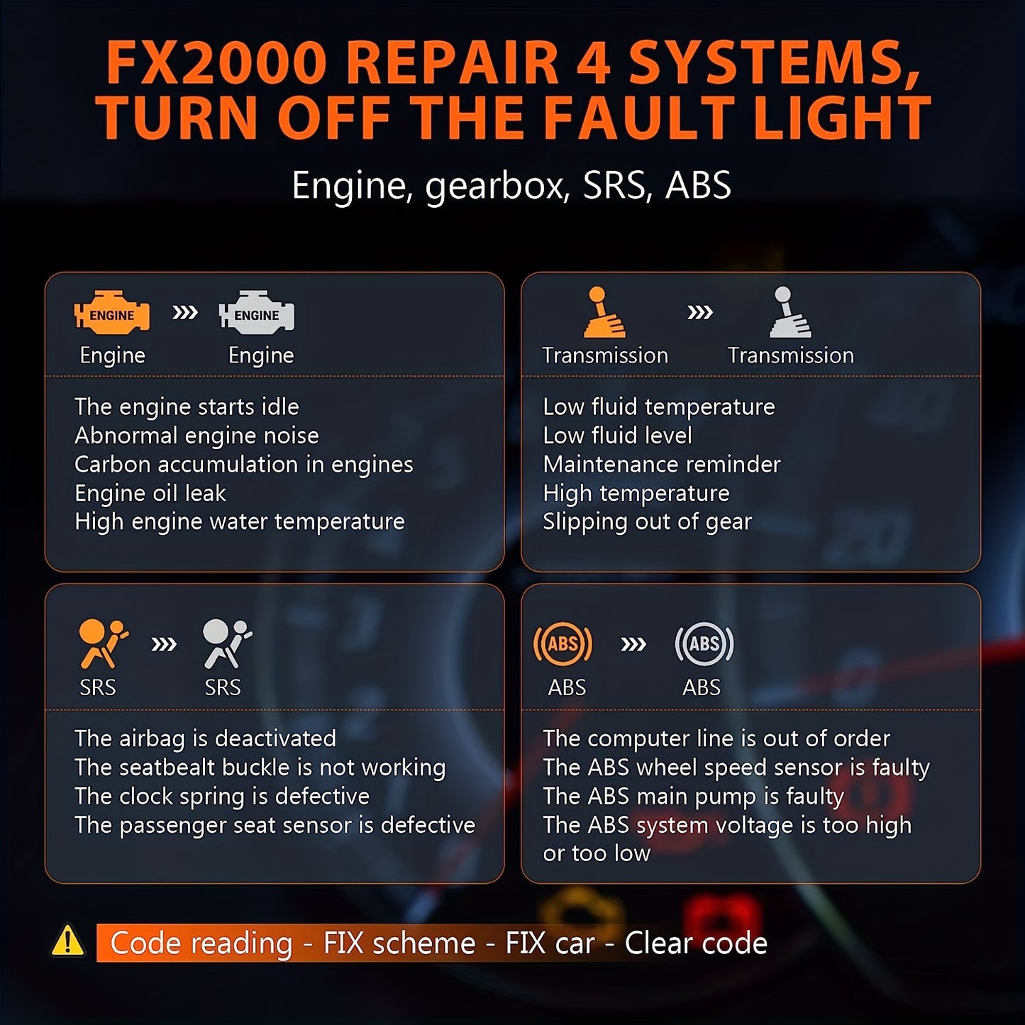 FX2000 Car OBD2 Scanner ABS SRS Transmission Airbag Diagnostic Tool 🚗🔧