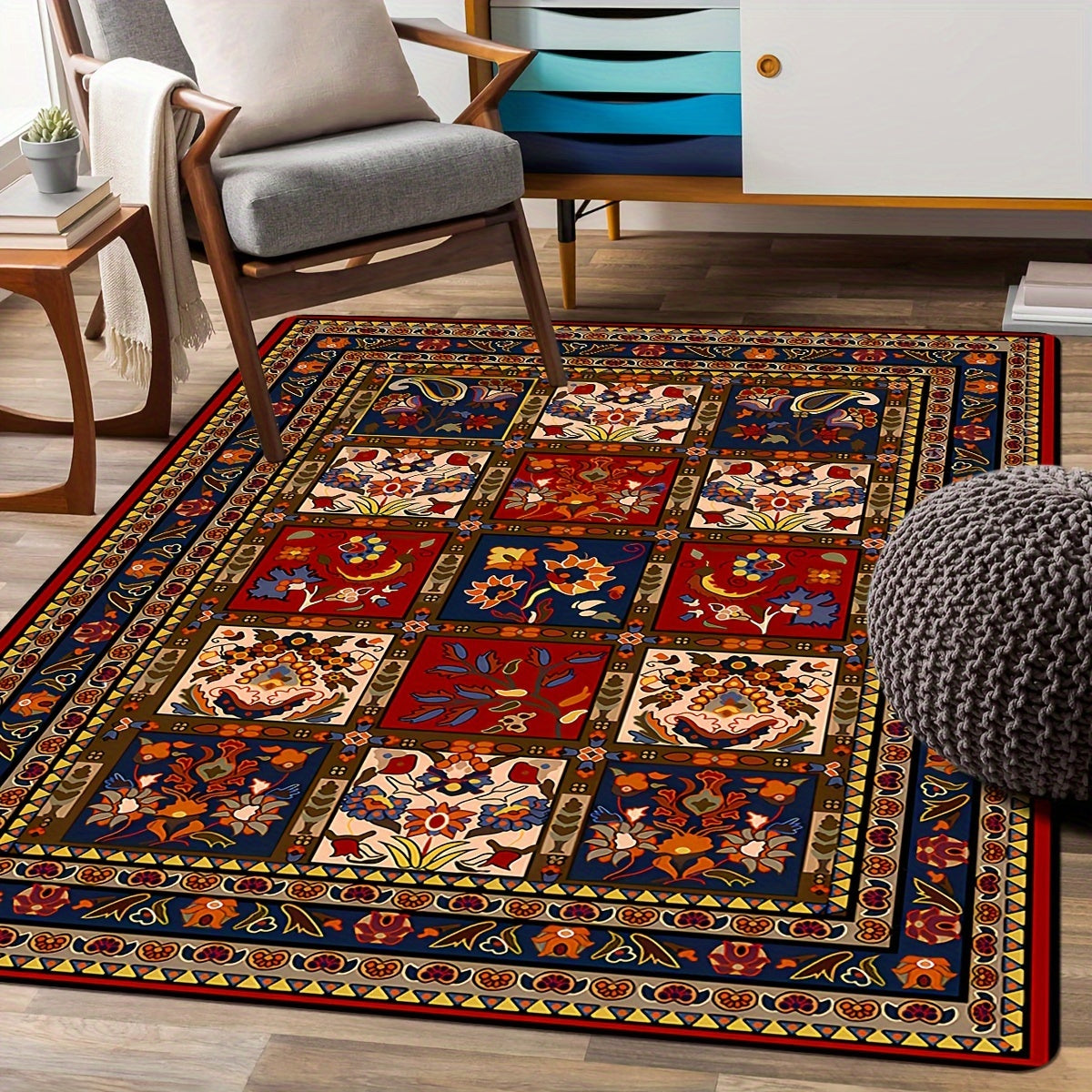 🌿 Vintage Bohemian Style Area Rug: Non-Slip Soft Floor Mat 🌟