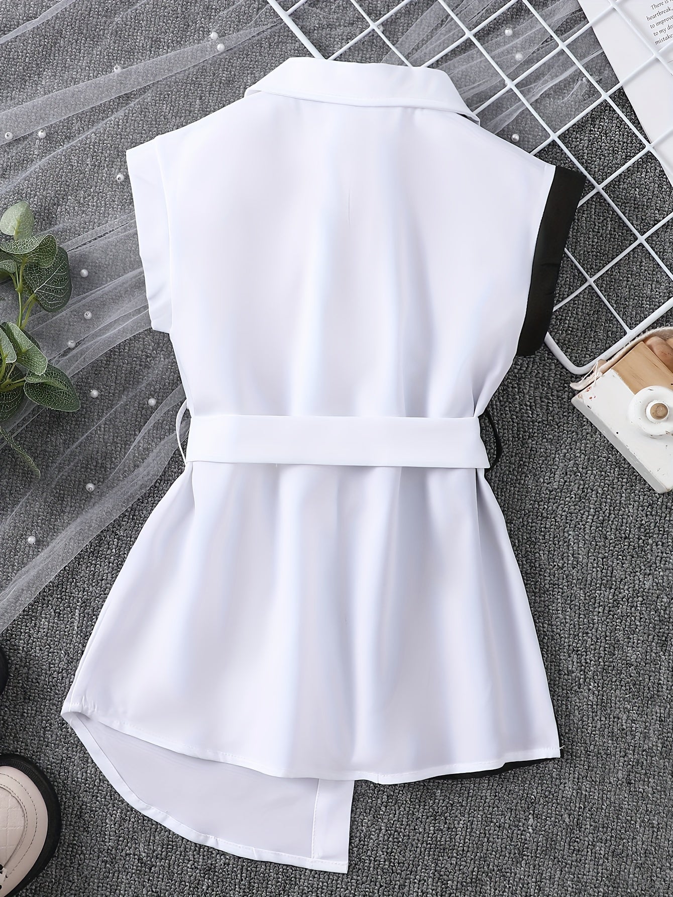 👗 Toddler Kid's Stylish Color Clash Sleeveless Dress - Button Front Casual Summer Dress 🌞👶