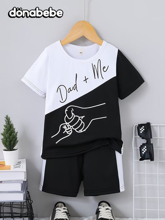 👨‍👦 Dad + Me 2-Piece Boys' Casual T-Shirts & Shorts Set – Comfy Letter Print Outfits 🌟