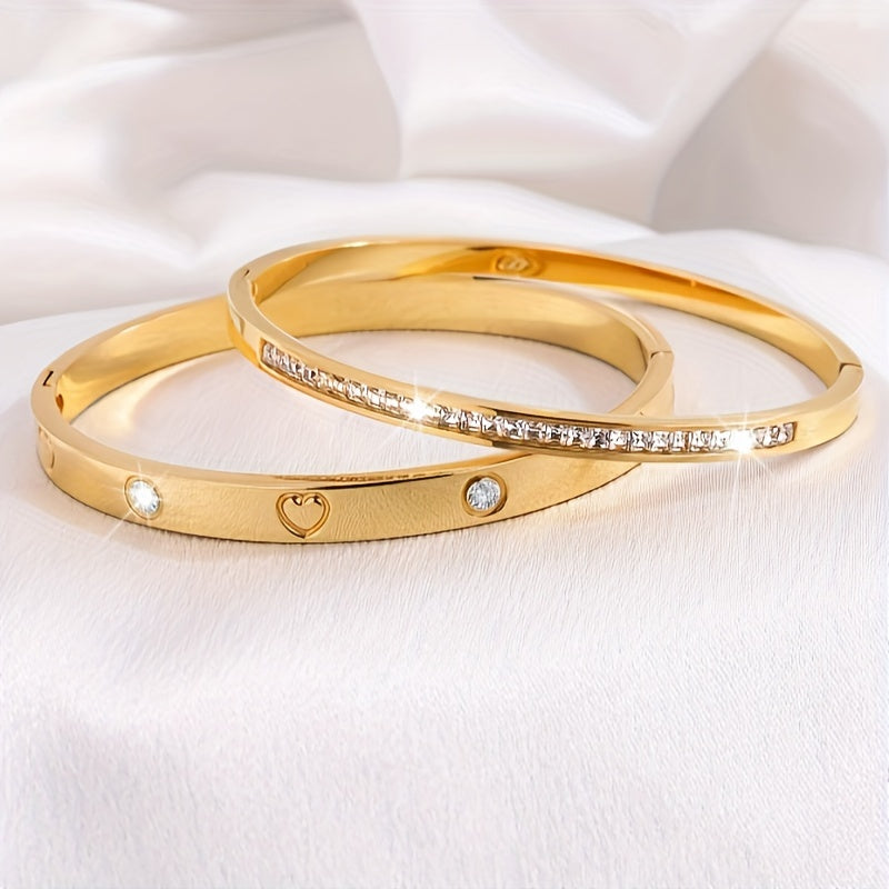 ✨ Classic Glamour Gemstone Bracelets – 18K Gold Plated Stainless Steel 💫