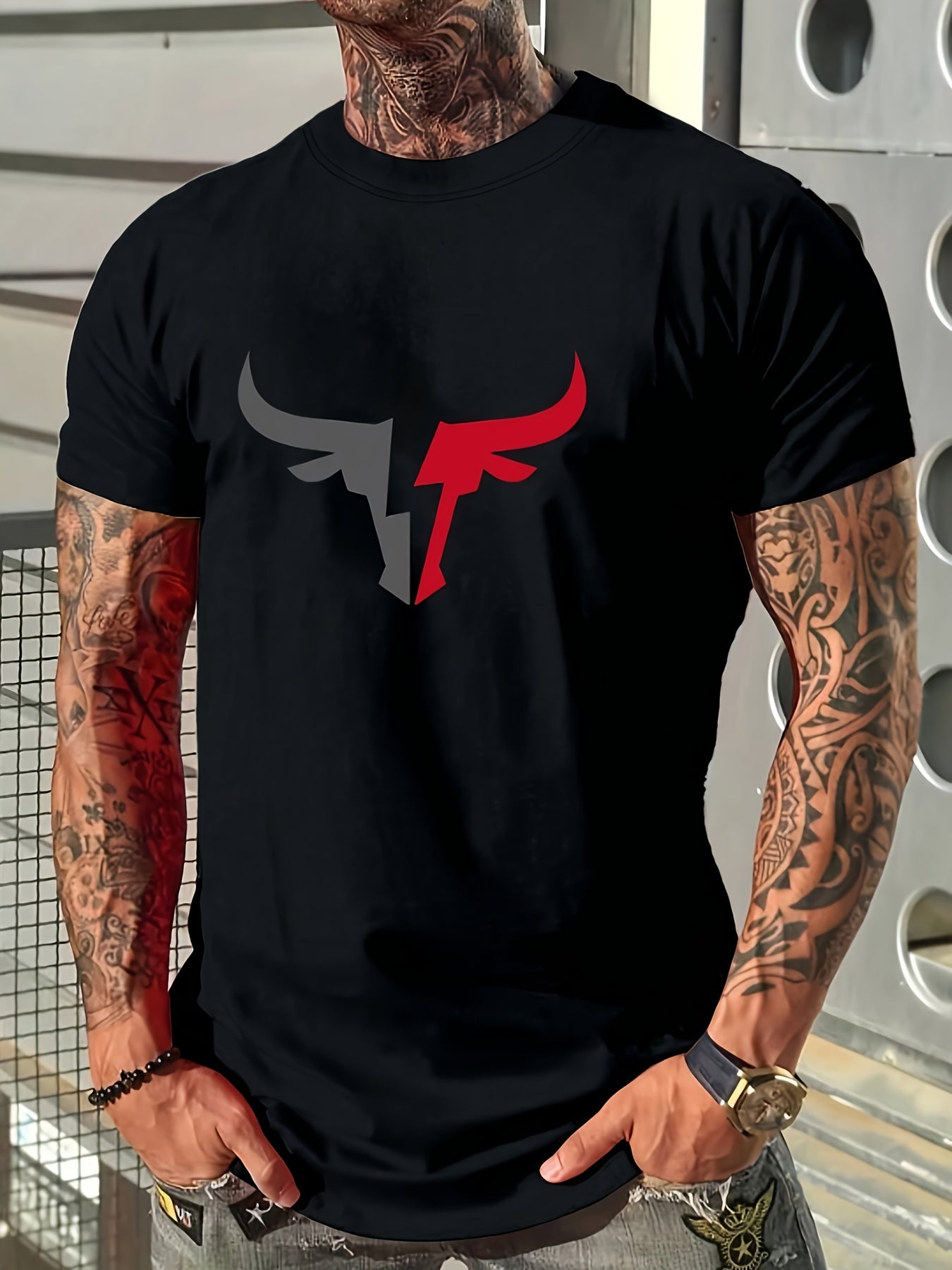 🐂 Men's 100% Cotton Bull Graphic Print T-shirt