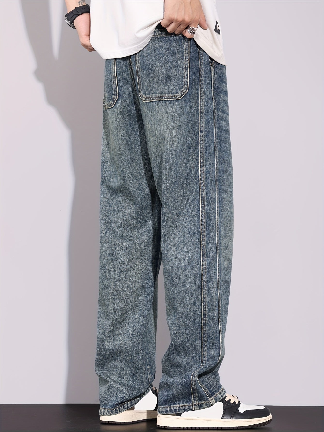 Urban Explorer" Loose Washed Denim Trousers