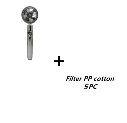 Turbo Flow Propeller Shower Head: High-Pressure Handheld Nozzle with Stop Button and Cotton Filter