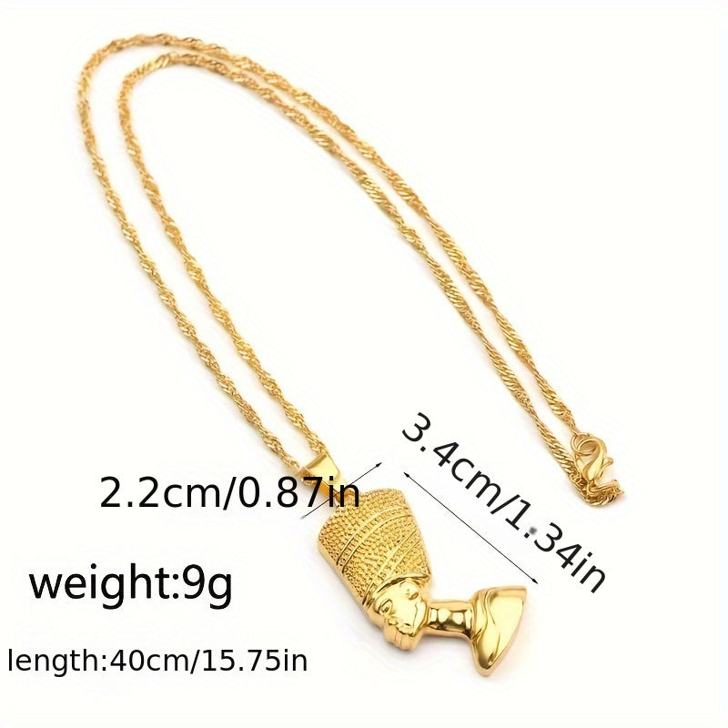 👑 Classic 14K Gold Plated Egyptian Pharaoh Head Hip-Hop Pendant Necklace 👑