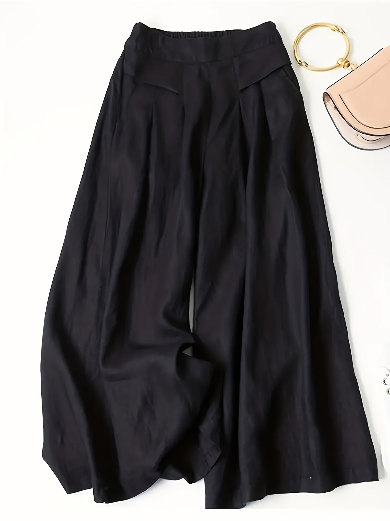 🌟 Chic High-Waist Solid Color Palazzo Pants