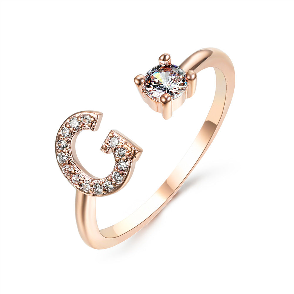 Elegance Initials Adjustable Ring: Fashion Jewelry