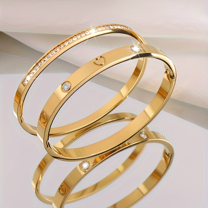 ✨ Classic Glamour Gemstone Bracelets – 18K Gold Plated Stainless Steel 💫