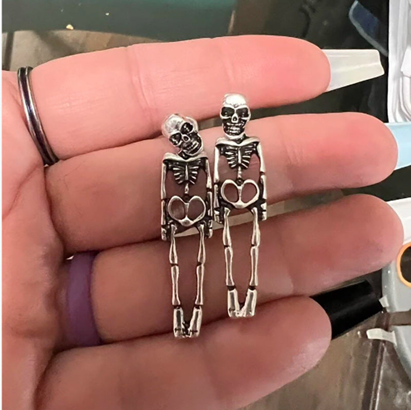 Ghoul Glam Detachable Skeleton Stud Earrings: Spooky Halloween Accessories