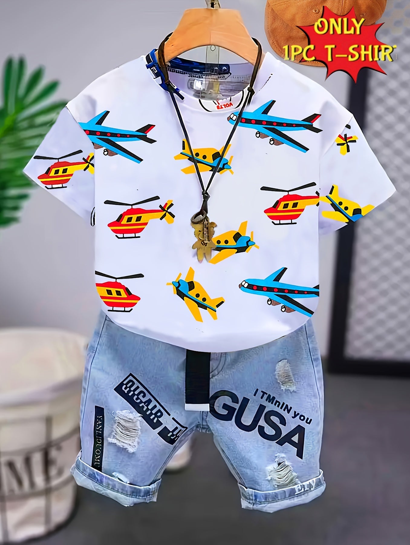 ✈️ Cartoon Colorful Planes Full Print T-Shirt – Vibrant Summer Tee for Kids 👕