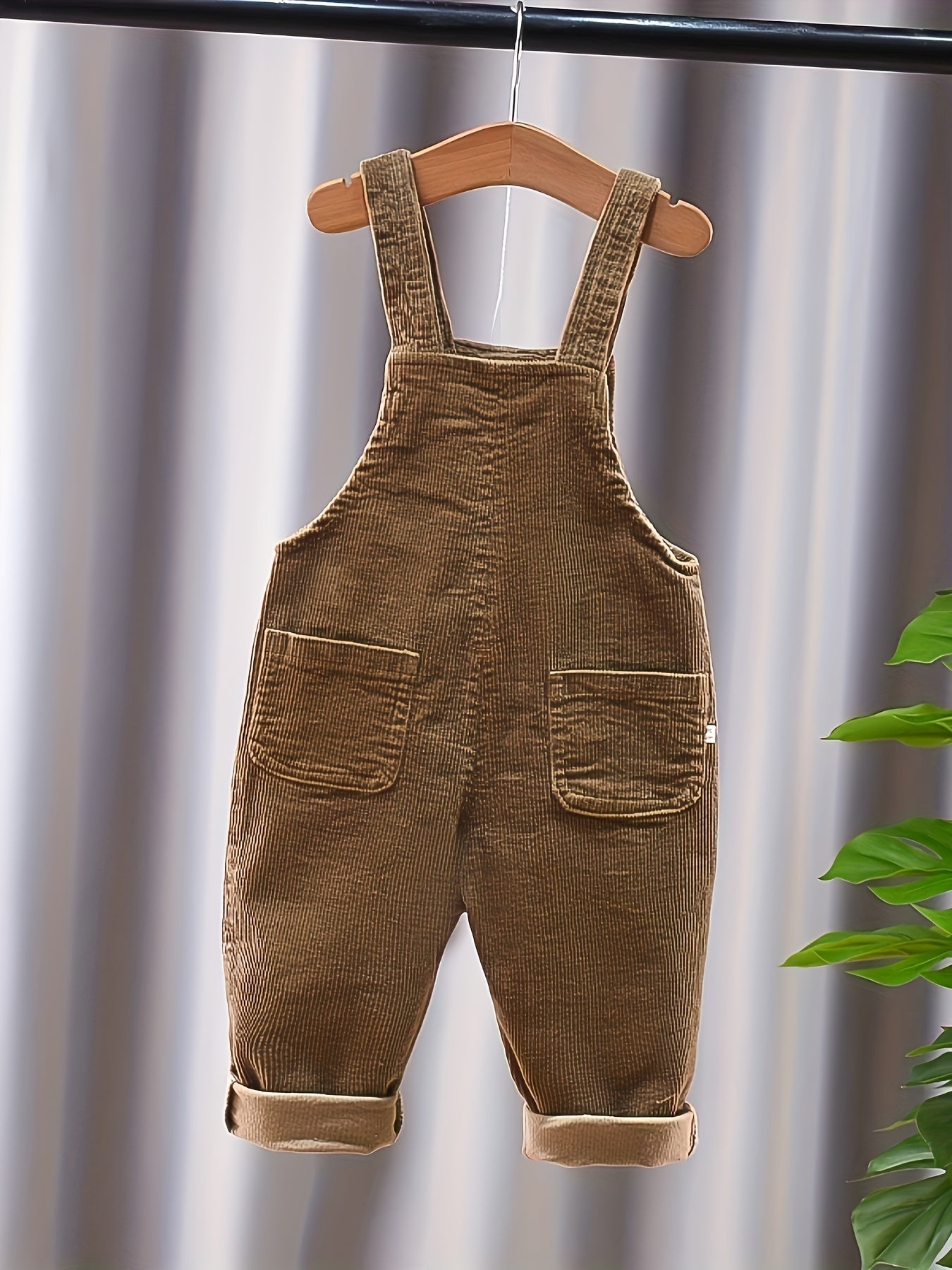 🐻 Adorable Baby's Corduroy Overalls: Cartoon Bear Patched Trousers 👶