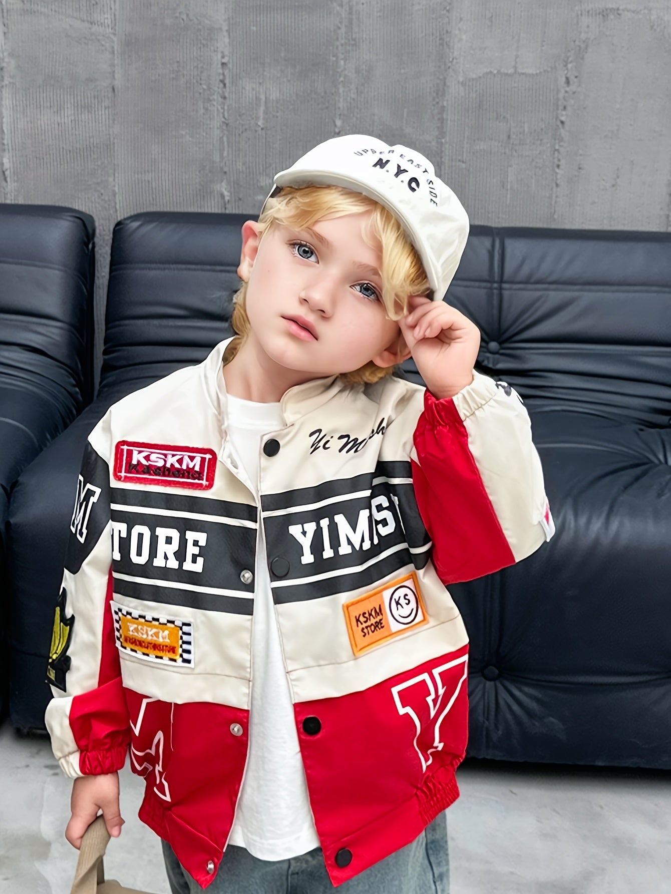 🏁 Boy's Varsity Jacket - Trendy Motor Racing Bomber