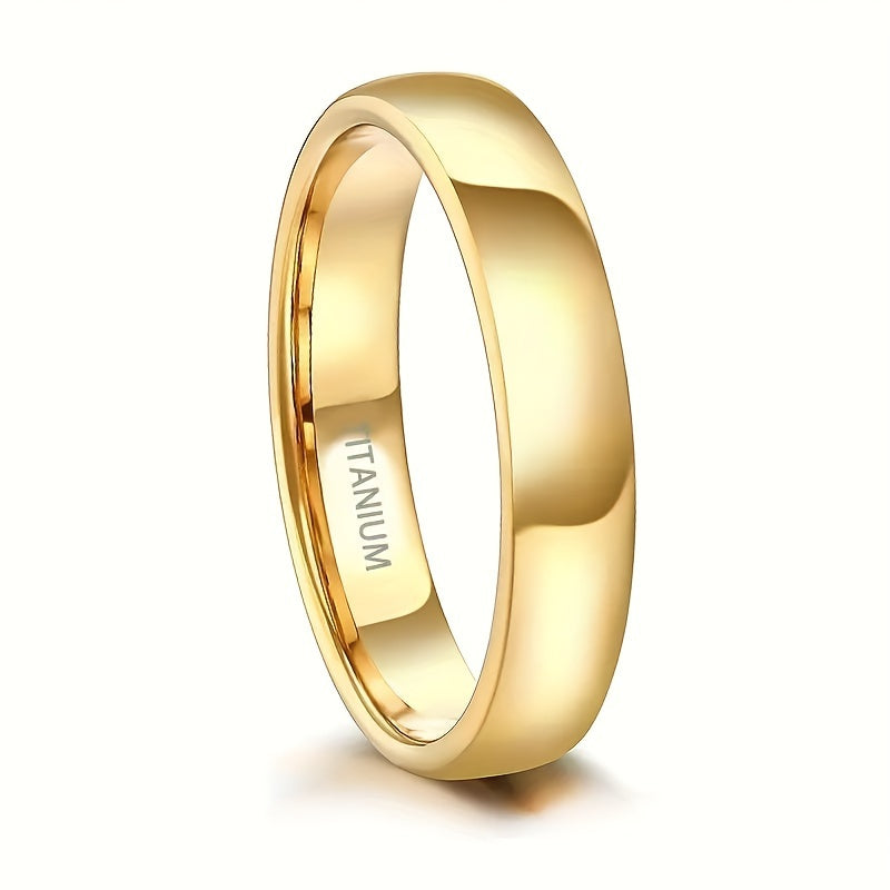 Stylish 4mm Titanium Steel Ring – Timeless Golden Tone Band 💍✨