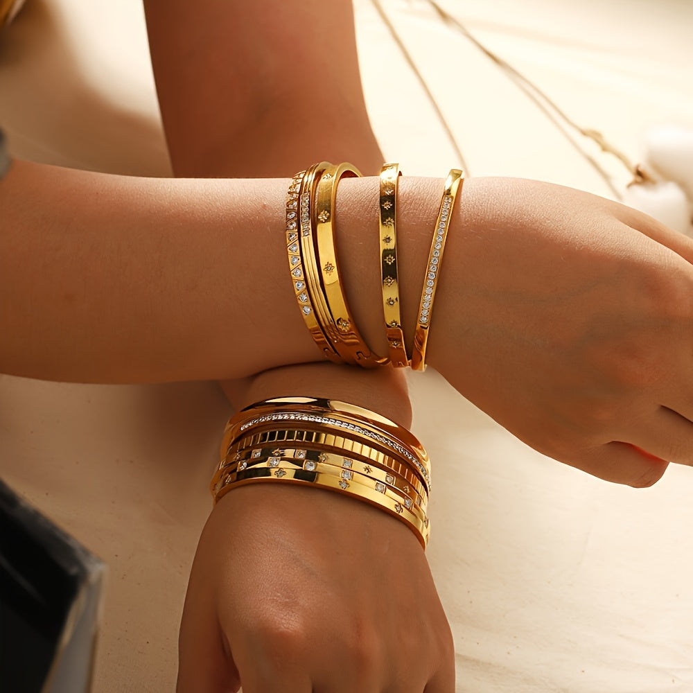 ✨ Retro Chic 18K Gold Plated Bracelets – Simple & Stylish Duo 🌟