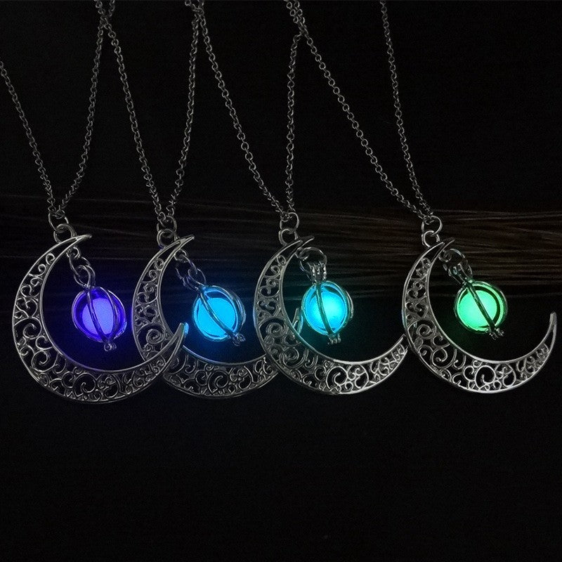 Lunar Glow Natural Stone Healing Necklace: Luminous Moon Pendant