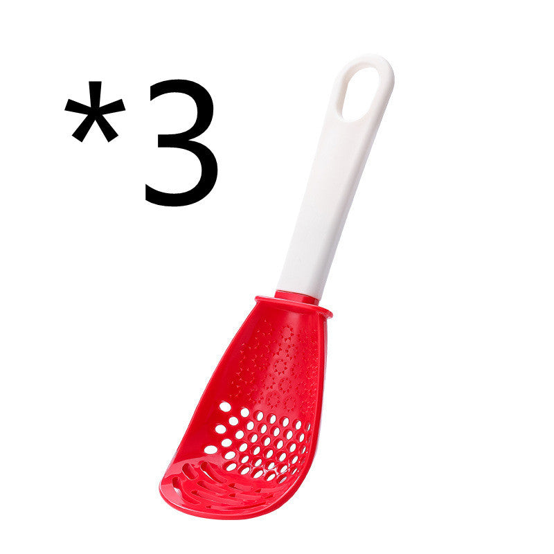 Grind & Drain Multifunctional Kitchen Tool: All-in-One Colander, Grinder, and Draining Spoon