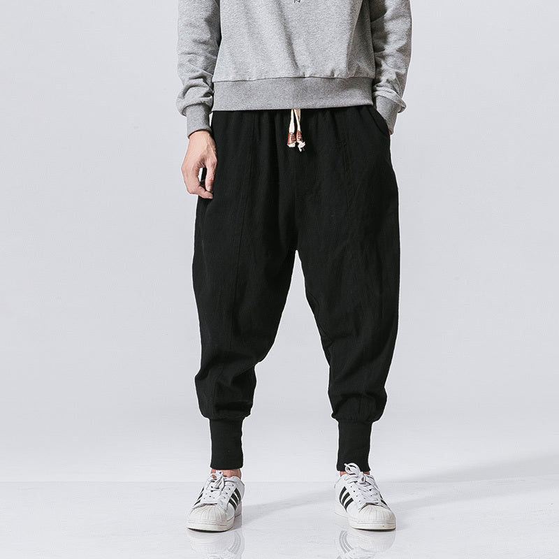 Urban Ease Cotton-Linen Blend Jogger Pants: Stylish Hip-Hop Inspired Bottoms