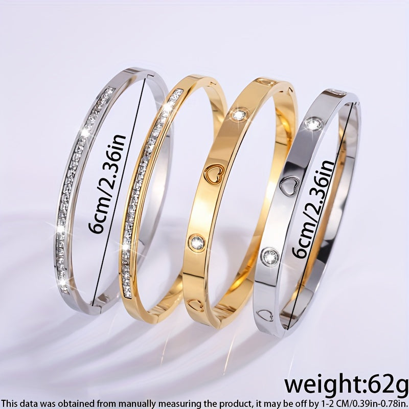 4-Piece Cool Stainless Steel Love Bangle Set 💖✨