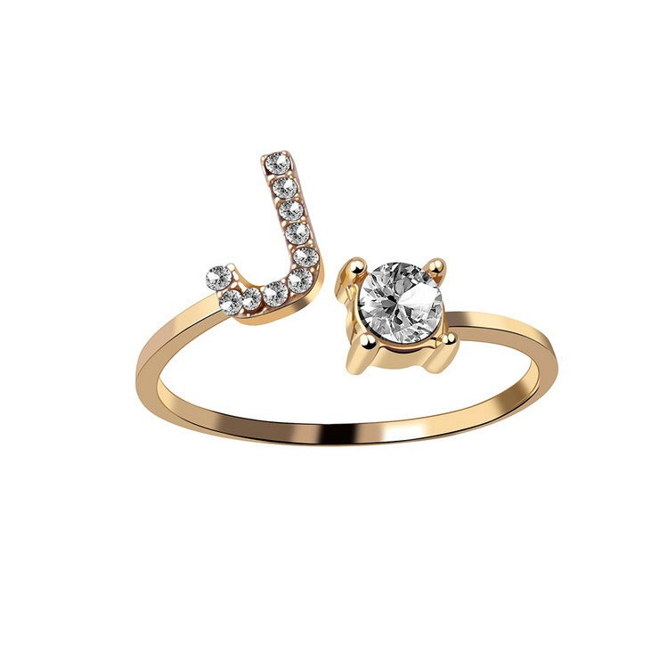 Elegance Initials Adjustable Ring: Fashion Jewelry