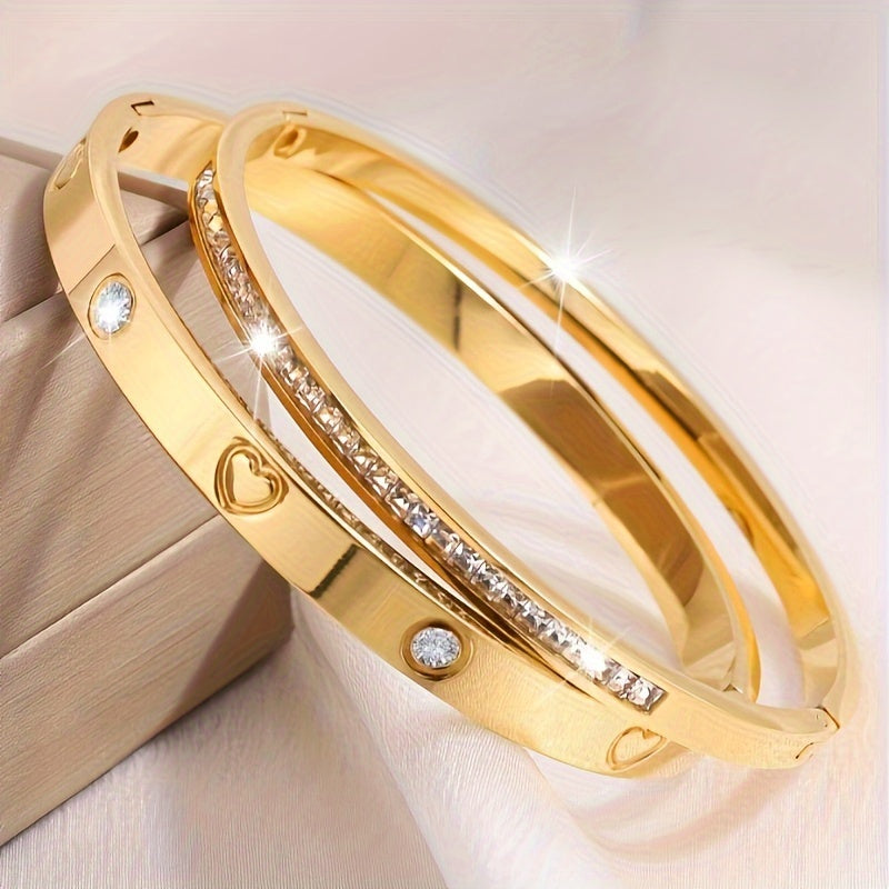 ✨ Classic Glamour Gemstone Bracelets – 18K Gold Plated Stainless Steel 💫