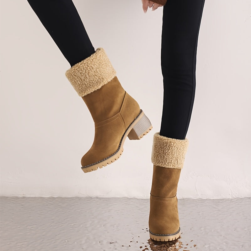 Women's Stacked Heel Mid Calf Snow Boots ❄️