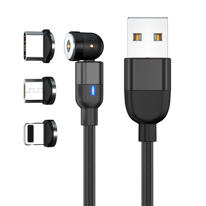 Magna Twist 540-Degree Blind Suction Magnetic Charging Cable: Three-in-One Bendable Design for Convenient Charging