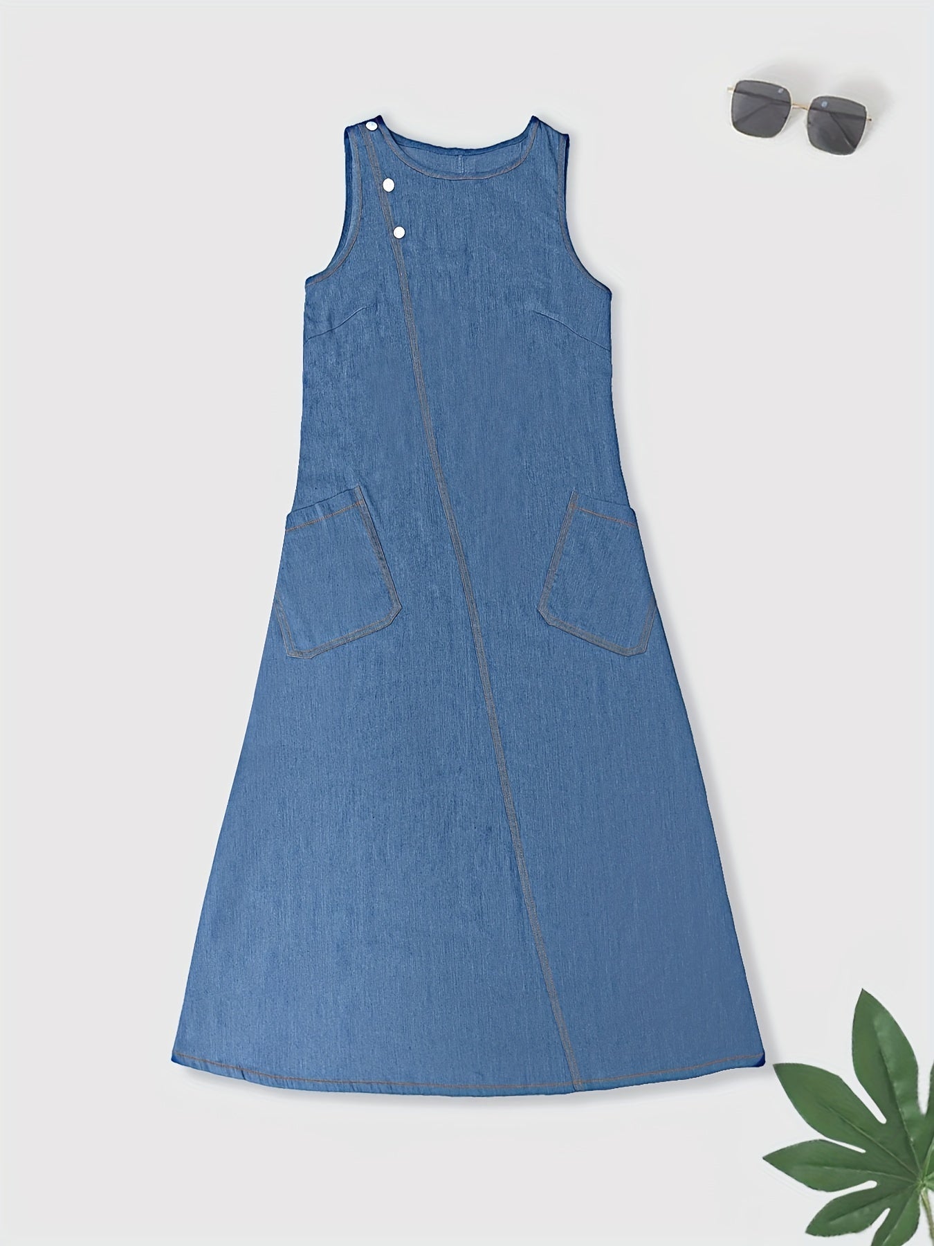 👗 "Effortless Elegance" Sleeveless Denim Maxi Dress 🌟