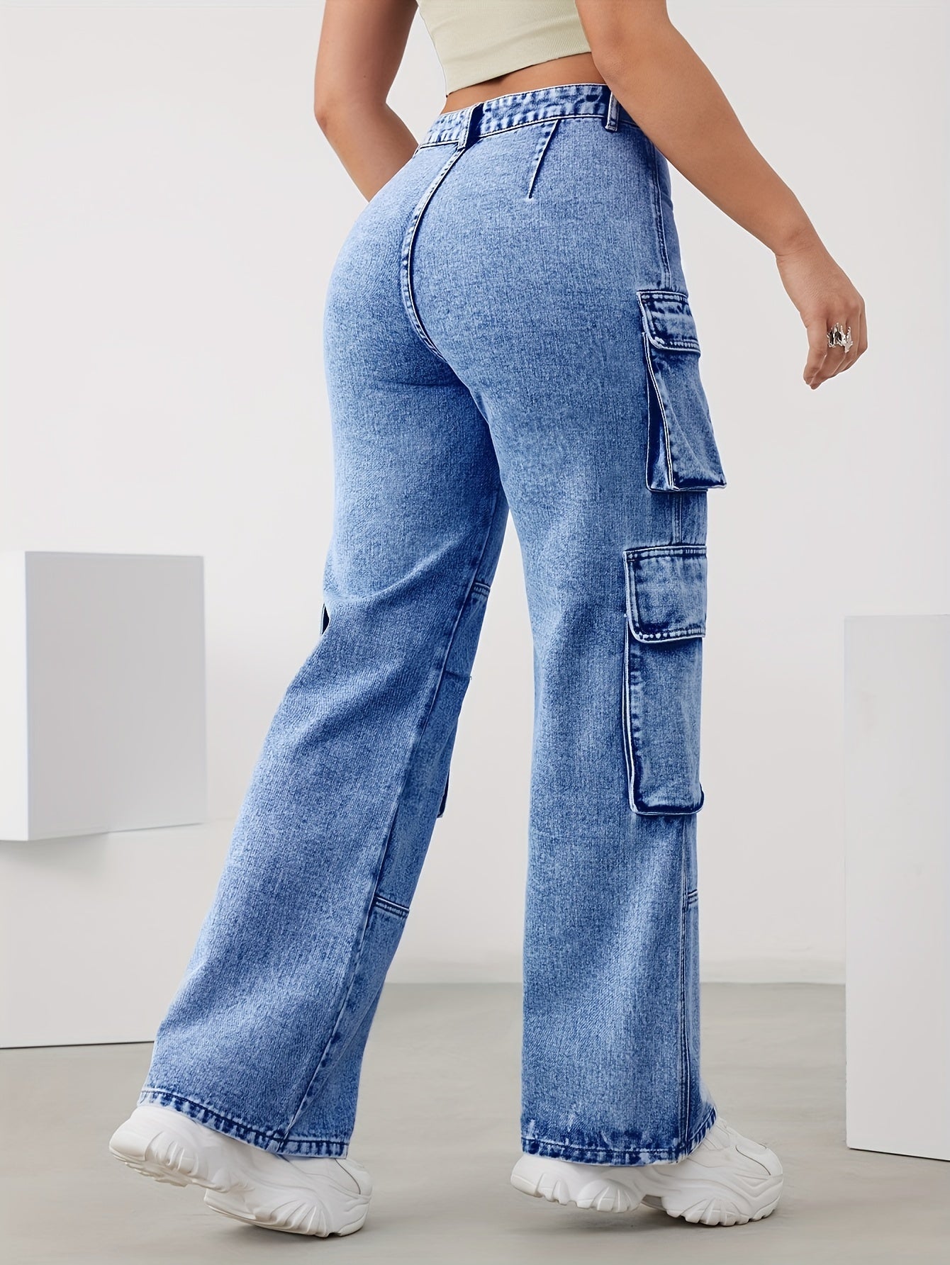 👖 Women’s Casual Style Multi-Pocket Cargo Denim Jeans