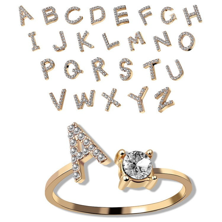 Elegance Initials Adjustable Ring: Fashion Jewelry