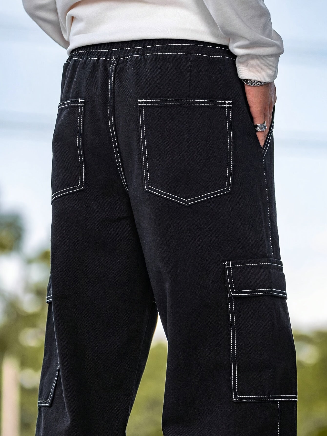 🏞️ Cotton Multi Flap Pockets Men's Straight Leg Cargo Denim Pants 🏞️