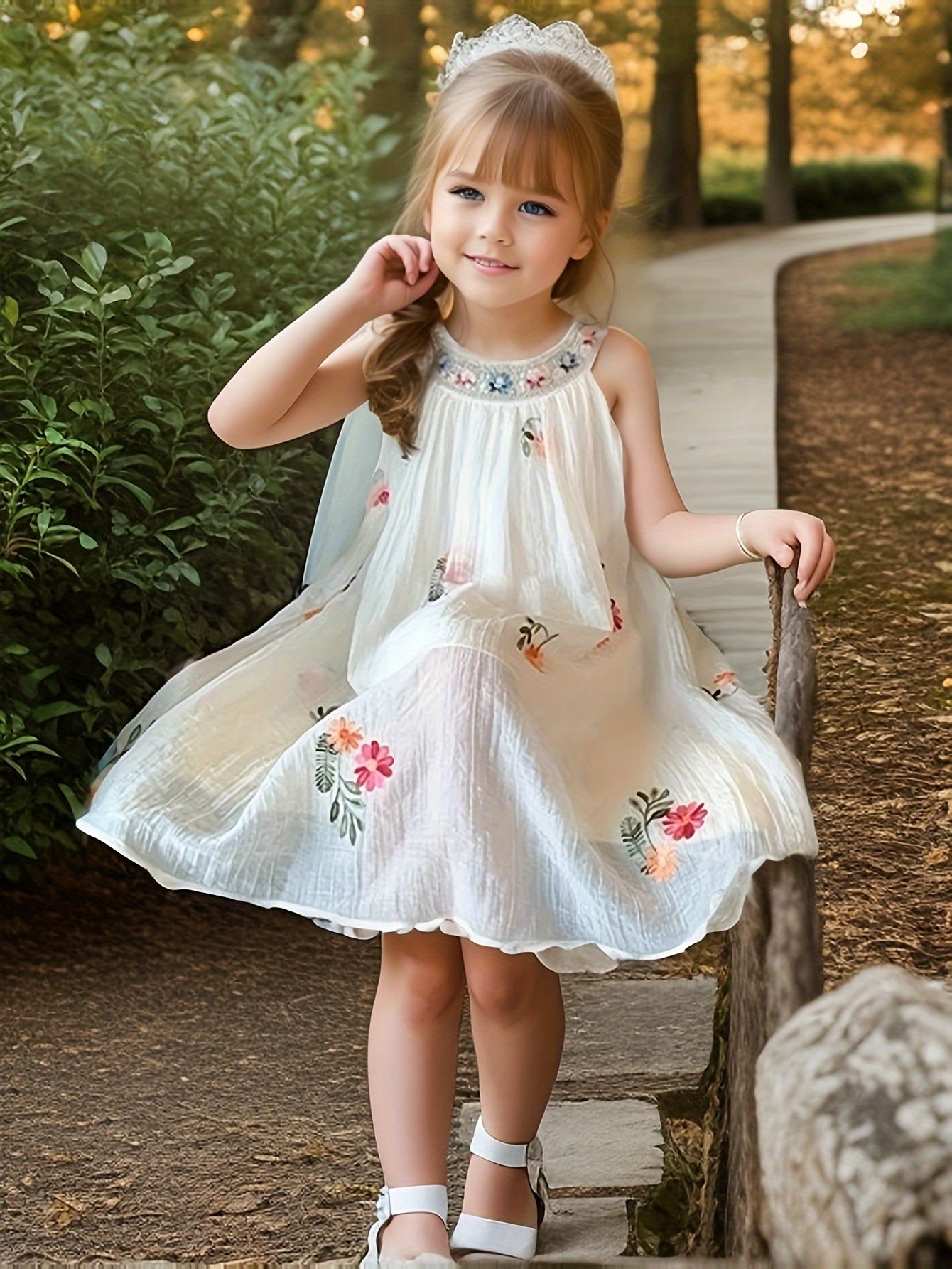 Girls' Summer Floral Sleeveless Dress 🌸✨