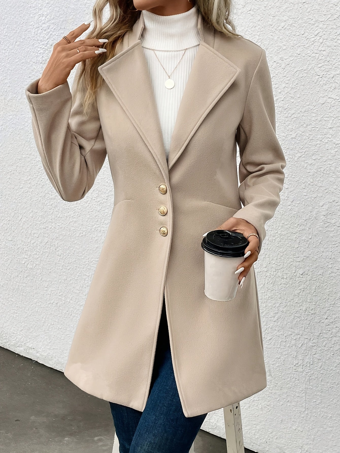 Button Front Lapel Tunic Coat 🍂✨