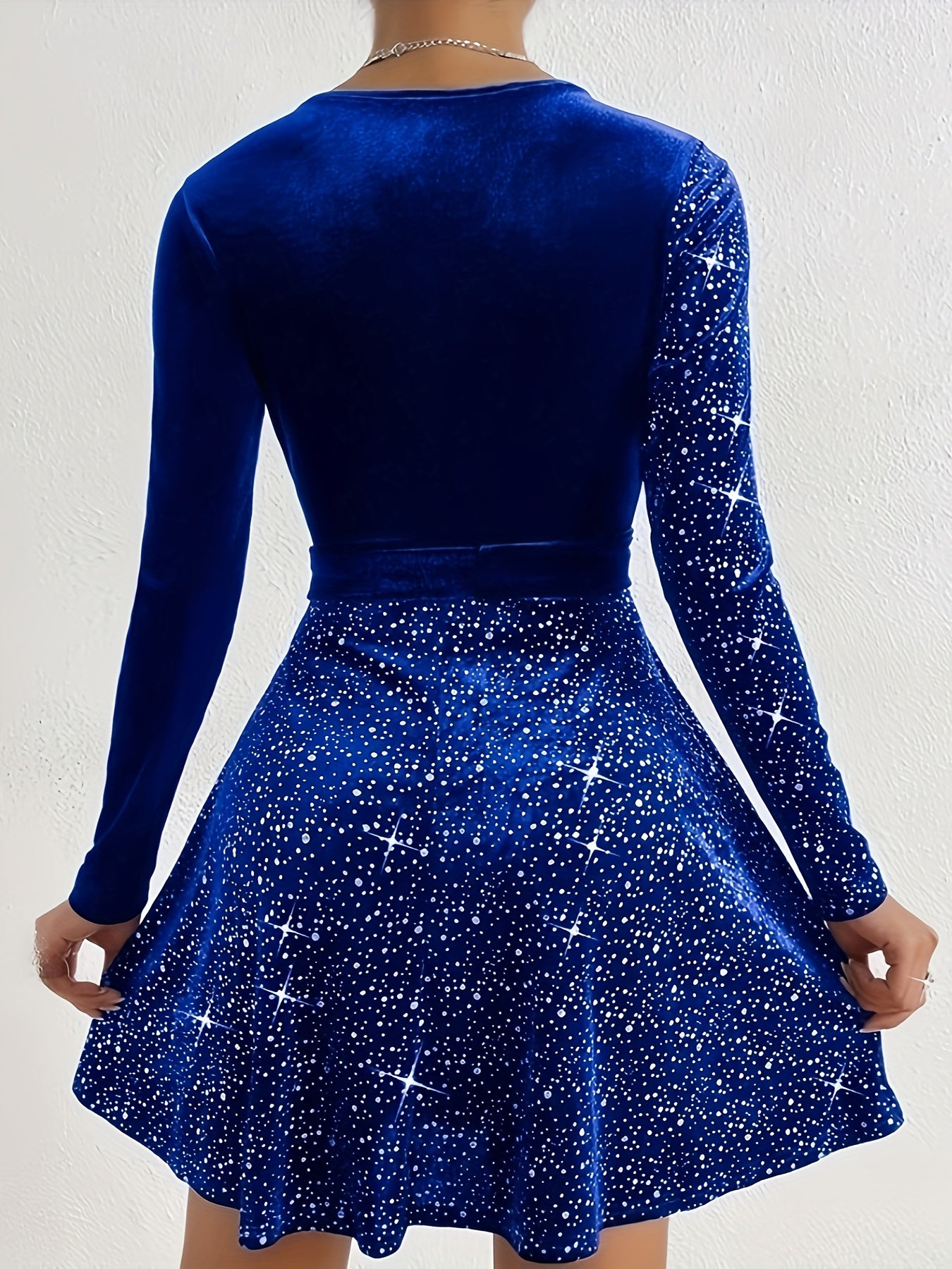 Solid Contrast Sequin Mini Dress