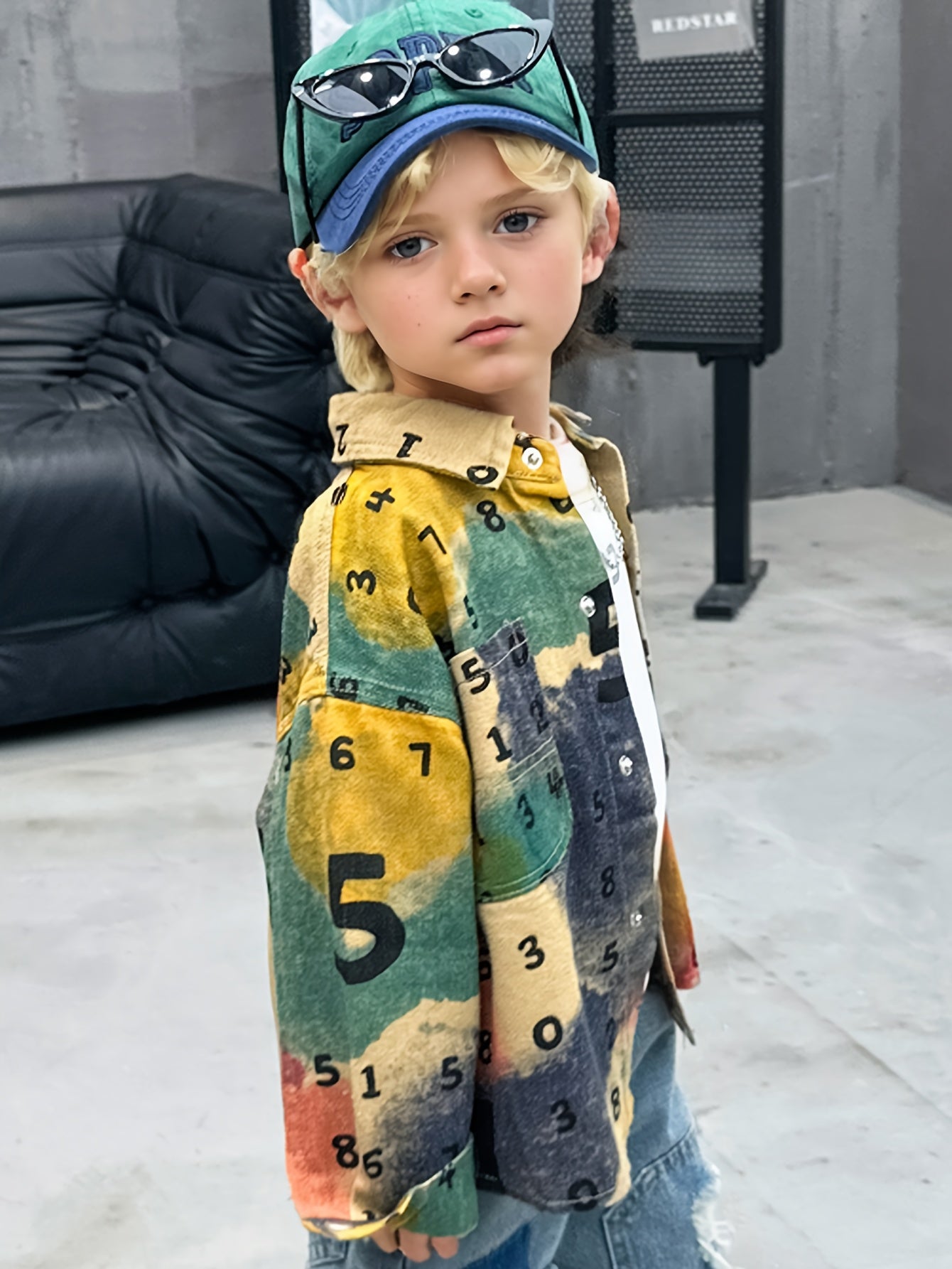 Boy's Trendy Letters Pattern Color Block Cotton Shirt 🌟👕