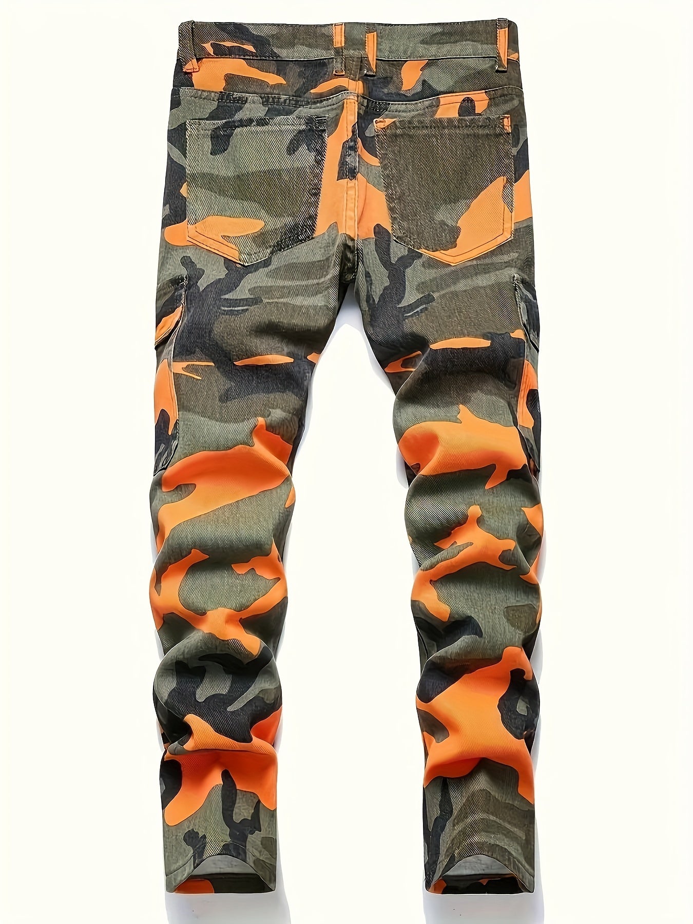 🖤 Men's Camouflage Graphic Print Denim Pants - Street Style Cotton Blend Jeans with Pockets for Outdoor Activities