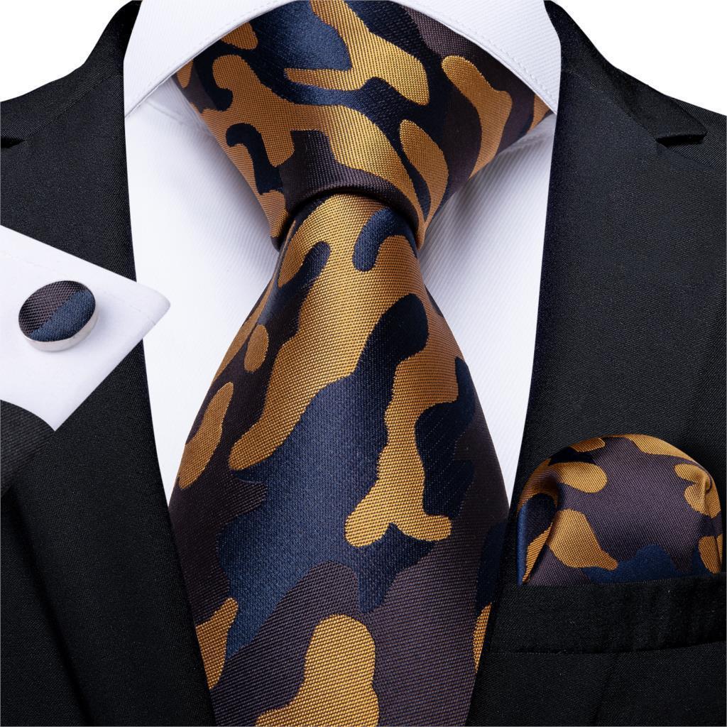 Men's Tie Luxury Black And Gold Striped Silk Woven