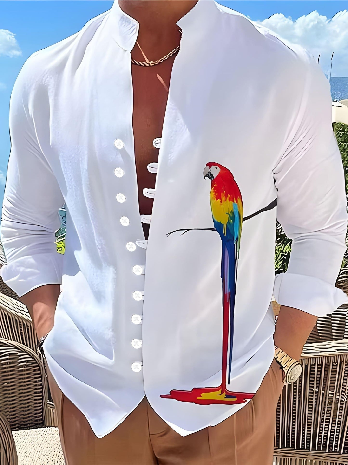 Tropical Parrot 3D Print" Long Sleeve Shirt