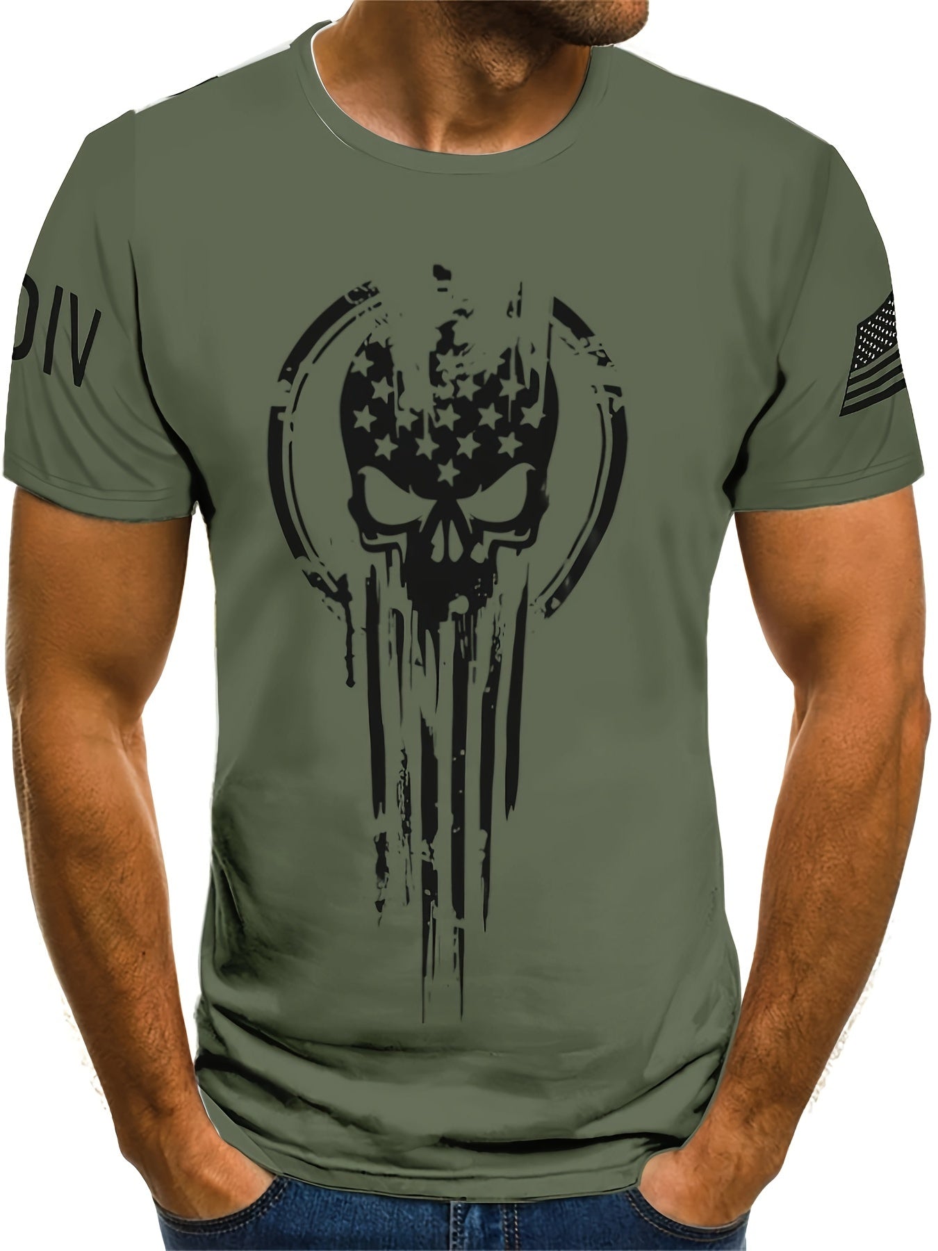 American Pride Skeleton Skull Tee